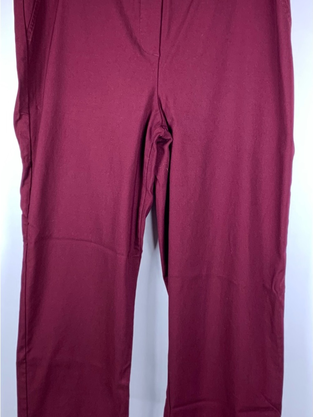 Chico’s So Slimming Pull On Pants Womens 18 Burgundy Stretch Straight Work